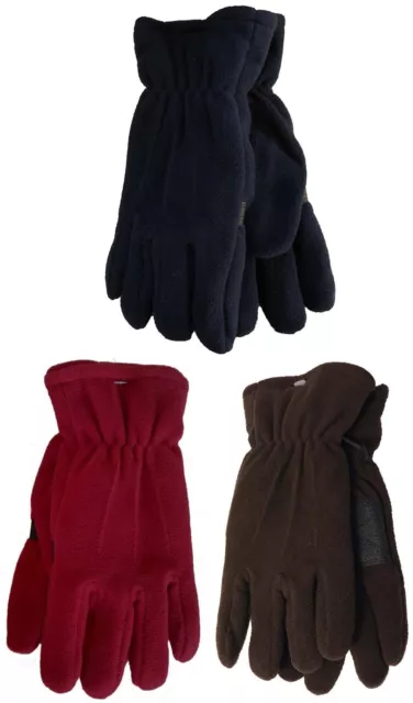 Men Women Lady Outdoor Sports Winter Fleece Thermal Insulation Gloves-Brown,Red