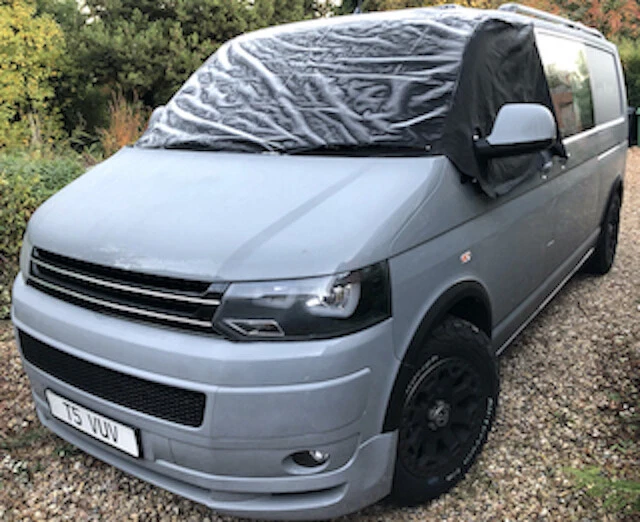 thumbnail interactive-video image 1 of Fuel Lagoon VW T5 Screen Cover – Blue Eyes Curtains Window Blind For Campervan 1 of 4