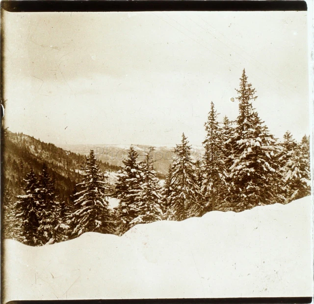 FRANCE Alpes Montagne Hiver Neige, Photo Stereo Vintage Plaque Verre VR3L8n9