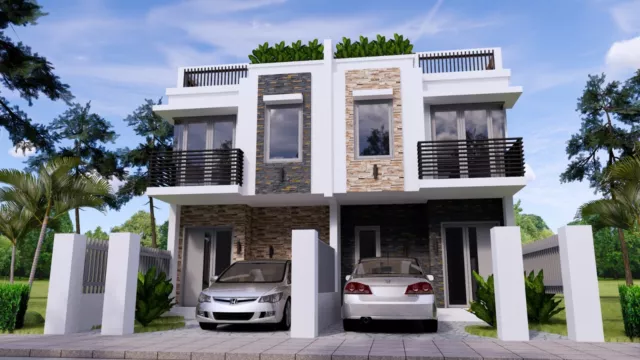 15x54 Feet Home Design Plan 4.5x16 Meter 3 Bed 3 Bath Terrace PDF (A4 Hard Copy)