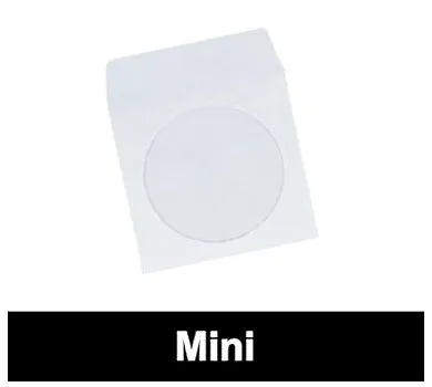 100g White Paper Sleeves Mini CD/DVD Window with Flap Lot