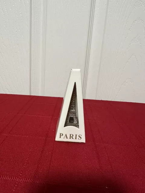 Miniature Silver Tone Metal 3" Eiffel Tower "Paris" France Souvenir Knick Knack