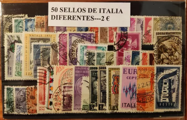 Lote De 50 Sellos Diferentes Usados De Italia
