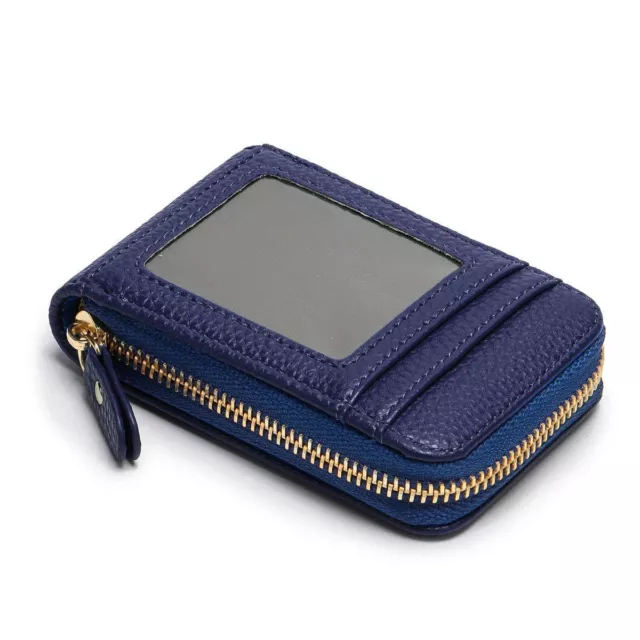 Men's Wallet Credit Card Holder Genuine Leather RFID Blocking Zipper Pocket Thin 8