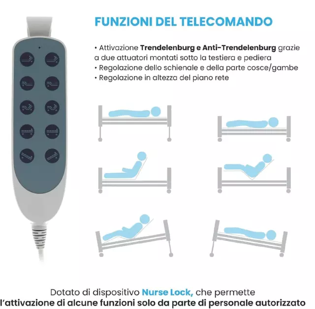 Letto Elettrico Da Degenza Ortopedico per Disabili E Anziani Ad Altezza Variabil 3