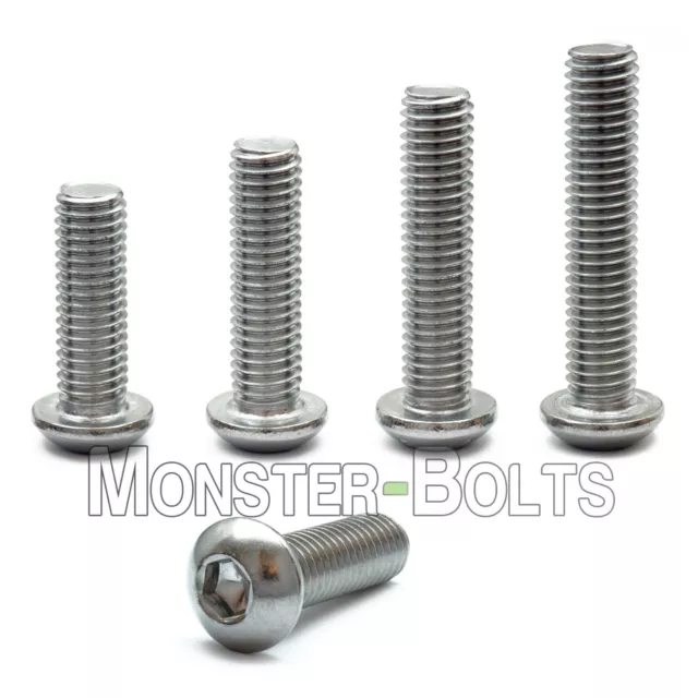 #10-32 Stainless Steel Button Head Socket Cap Screws, SAE Fine Thread 18-8 / A2