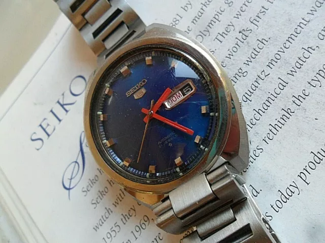 BLUE DIAL VINTAGE 1971 S/S Men's Seiko 5 21 Jewel Day Date Watch 6119-8273  Runs EUR 90,73 - PicClick IT