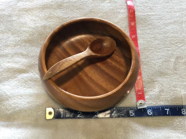 Vintage Signed Blair Hawaii Monkey Pod Wood Bowl with spoon  Hand Carved 1950's