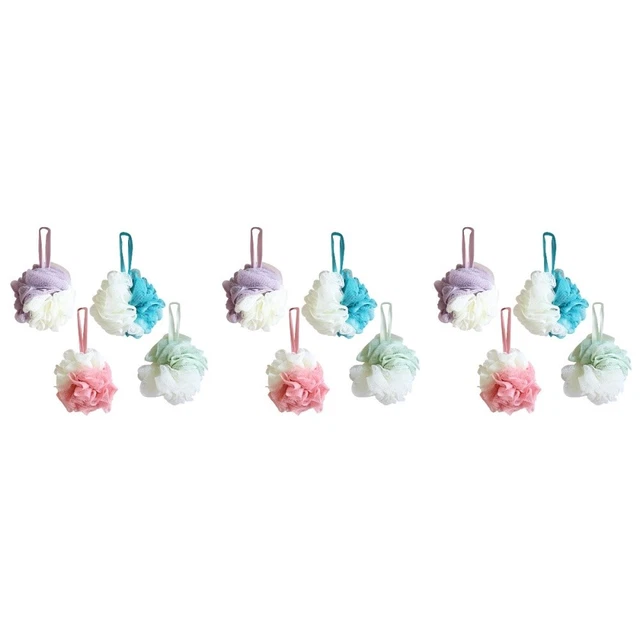 3 piezas bola de baño simple grande doble color malla esponja malla puff ducha