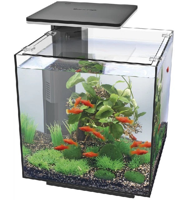 Superfish QubiQ 30 LED Black 30L Nano Cube Aquarium Fish Tank Filter & LED Light