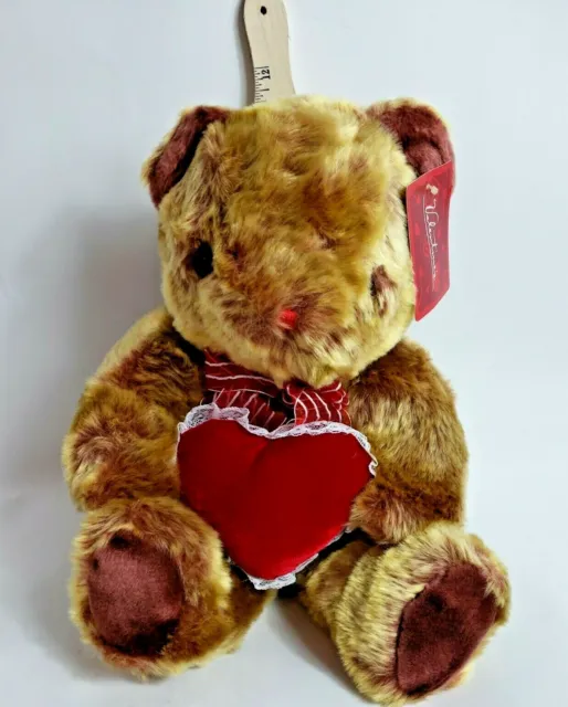 Walmart Plush Teddy Bear Valentines Love Red Heart Bow Stuffed Animal Toy 15”