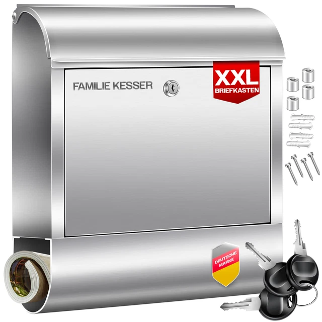 Briefkasten Xxl Briefkasten HWC-B33, Wandbriefkasten Postkasten Zeitungsfach Groß A4 Quereinwurf