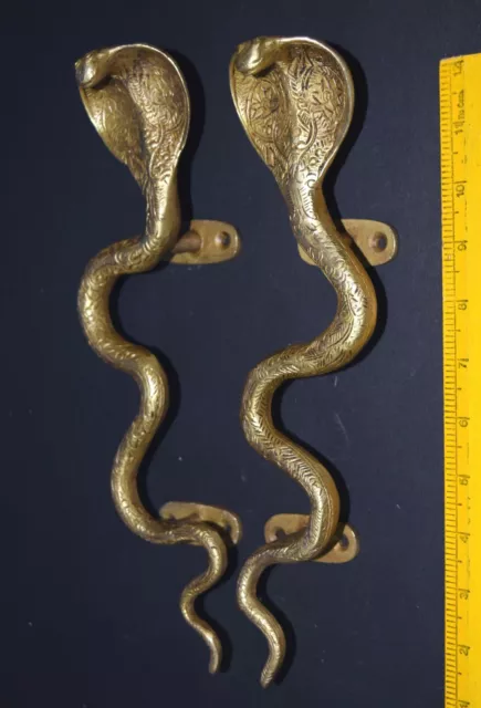 Brass Snake Door Handle Handmade Cobra Python Door Pull Almirah Handle RU43 3