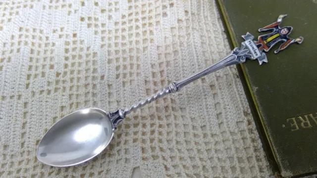 .800 Silver Souvenir Spoon - Munchen Enameled Man