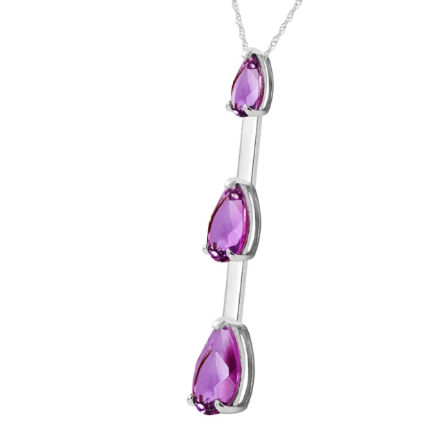 14K. SOLID GOLD NECKLACE WITH NATURAL AMETHYST (White Gold)