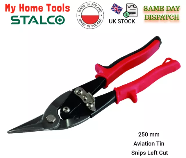 250mm Aviation Tin Snips LeftCut Metal Cutting Steel Pliers Steel Stalco