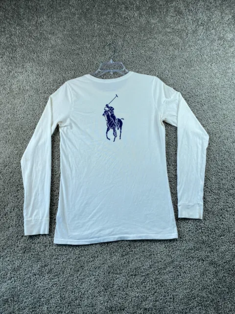Ralph Lauren Shirt Youth Large White Blue Pony Tennis Long Sleeve Kids Boys