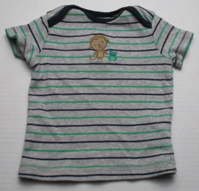 Infant Baby Boys 0-3 Months Child of Mine Monkey Frog Striped Shirt