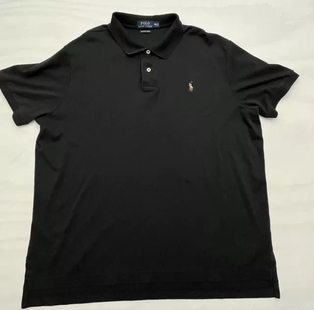 Polo Ralph Lauren Polo Shirt Mens XXL Pima Soft Touch Short Sleeve Black 2XL RL