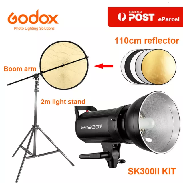 Godox SK300II Studio Strobe Flash with Reflector holding arm,5in1 Reflector 110c