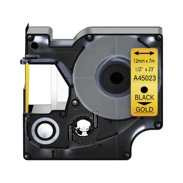 1PK 45023 Black on Gold Label Tape Cassette For Dymo D1 Labelmanager 100 12mm