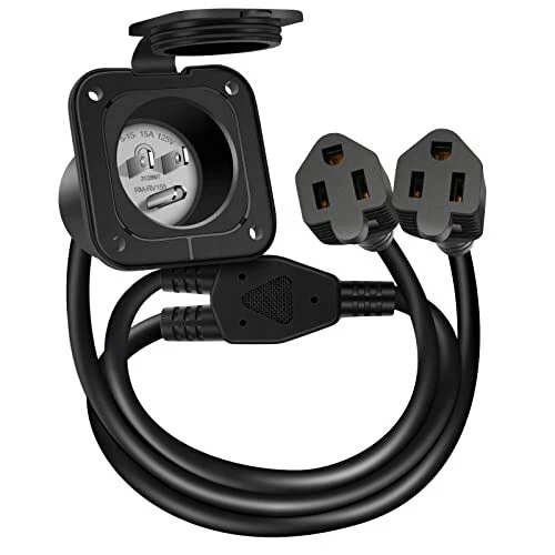 15 Amp 125V AC Power Inlet Port Plug W/Integrated Dual