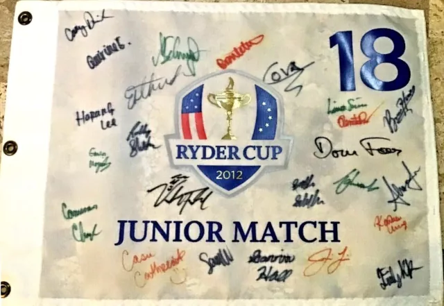 2012 Junior Ryder Cup flag signed Scottie Scheffler Alison Lee Cameron Champ JSA