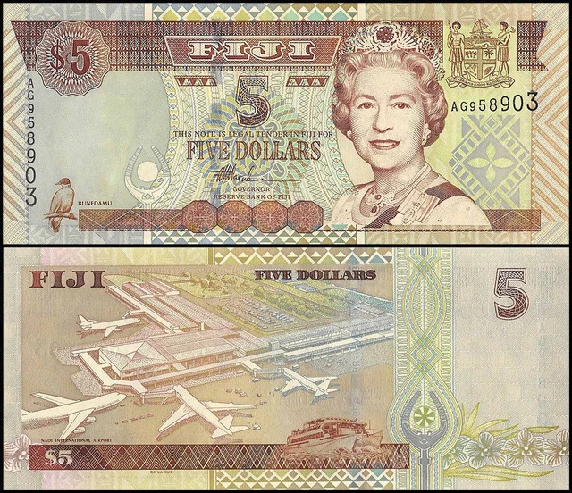 Fiji 5 Dollars, 2002 ND, P-105b, UNC