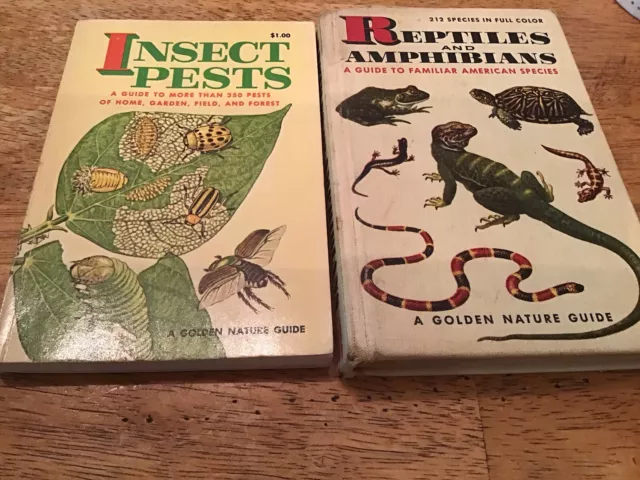 Vtg Golden Nature Guides, Reptiles And Amphibians, And Insect Pests