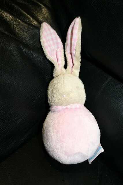 ❤️Doudou Boule Klorane Lapin Rose Beige Vichy Carreau Hochet Grelot Tbe❤️