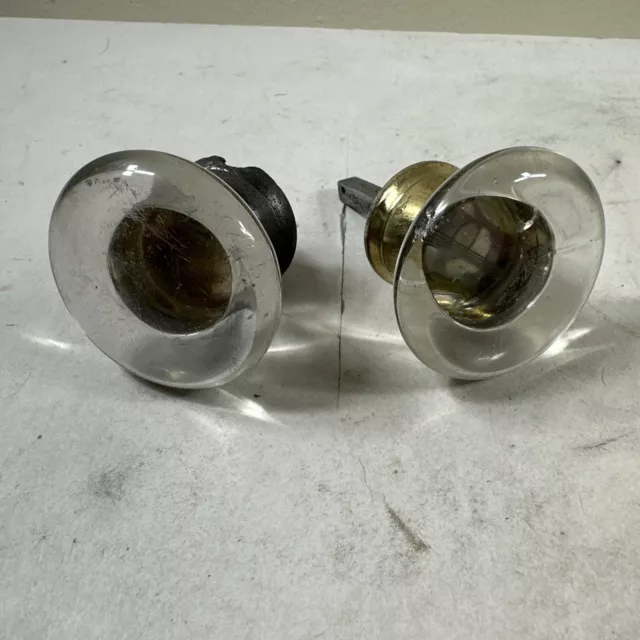 Vintage Glass Door Knob Set  2 1/4" Round