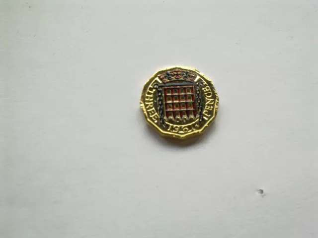 24Ct Gold Plated  In Colour Brass Three Pence Coin, From The London Mint.  1961 2