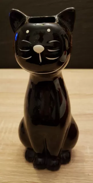 Wandvase Katze schwarz Keramik