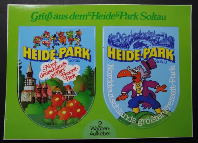 Werbe-Aufkleber Gruß aus dem Heide-Park Soltau Dorf Adler Wappen AK 80er