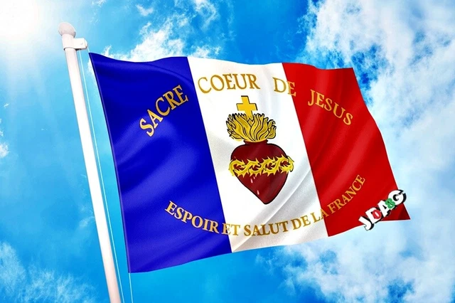 Drapeau Sacré Coeur De Jésus - 150X90 Cm - Drapeau Catholique 100 Drapeau Sacré Coeur De Jésus - 150X90 Cm - Drapeau Catholique 100