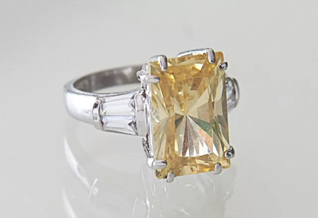 Charles Winston Canary CZ Sterling Silver Ring Size 7.5