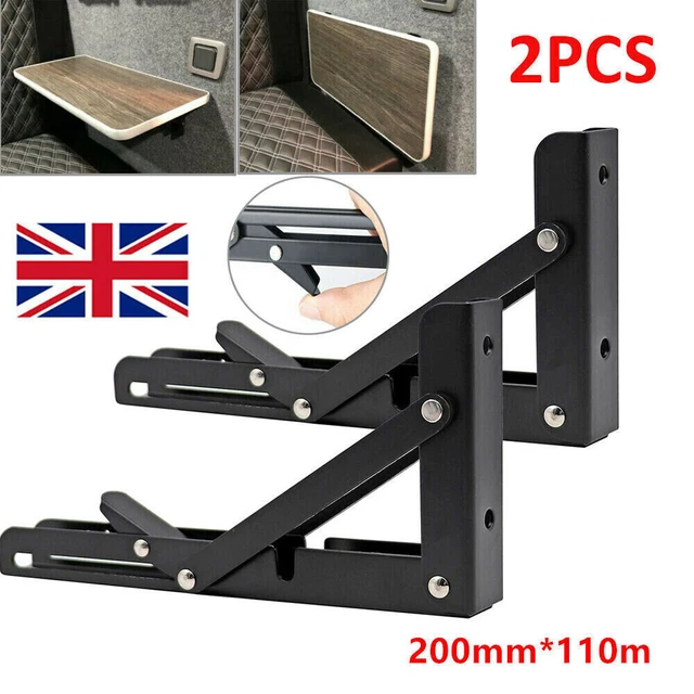2X CAMPERVAN FOLDING Shelf Bracket Table Extension Shelf Motorhome