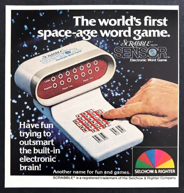 1980 Scrabble Sensor Electronic Space-Age Word Game photo vintage print ad