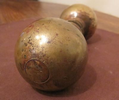 pair set antique heavy bronze Victorian era 1800's door handle knob brass sphere 3