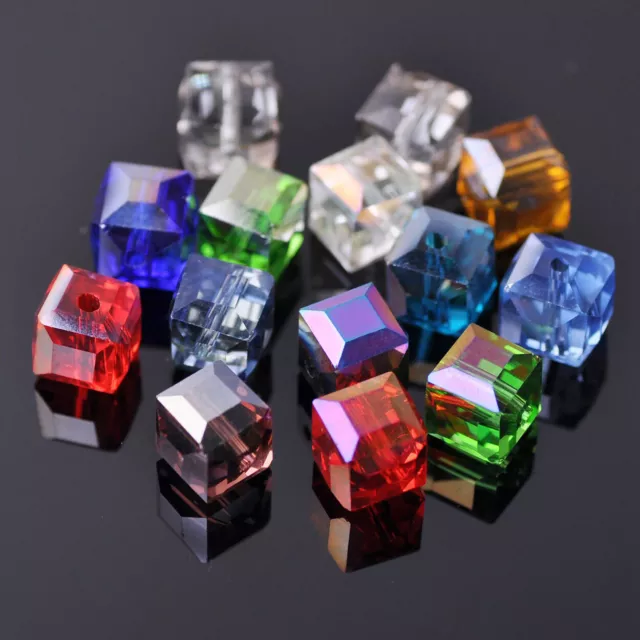 3mm 4mm 6mm 8mm 10mm Cube Faceted Crystal Glass Loose Craft Beads DIY Jewelry