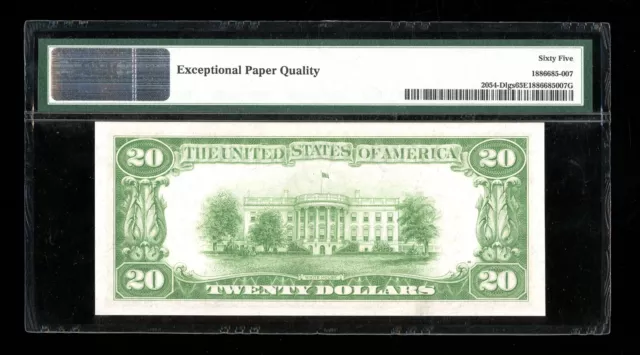 DBR 1934 $20 LGS FRN Cleveland Gem Fr. 2054-Dlgs PMG 65 EPQ Serial D02767709A 2