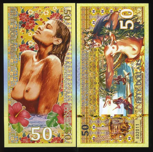 Pacific States of MMP, $50 2023 Private Issue Polymer - Weavers, Polynesian Nude
