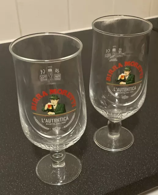 2 x Birra Moretti Pint Glasses (new/unused)