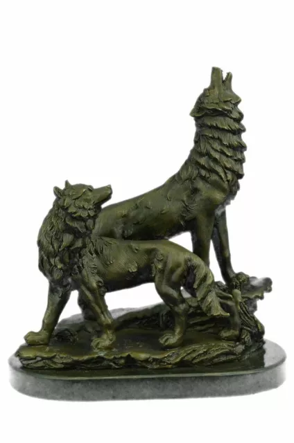 Hand Made Genuine bronze sculpture Signed Original Miguel Lopez Wolf Wolves Sale