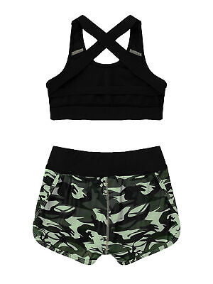 Iefiel ragazza Tank Top + Shorts Costumi da bagno Tapis Sport Jogging Set Abbigliamento Sportivo 3