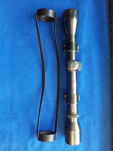 Vintage Metal Tube USA Weaver Marksman 4X Rifle Scope, Lens Cover, Weaver Rings