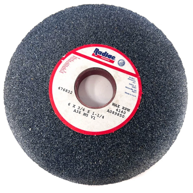 Radiac Abrasives A089850 A36 M5 V1 Grinding Wheel 6 x 3/4 x 1 1/4in, Made in USA