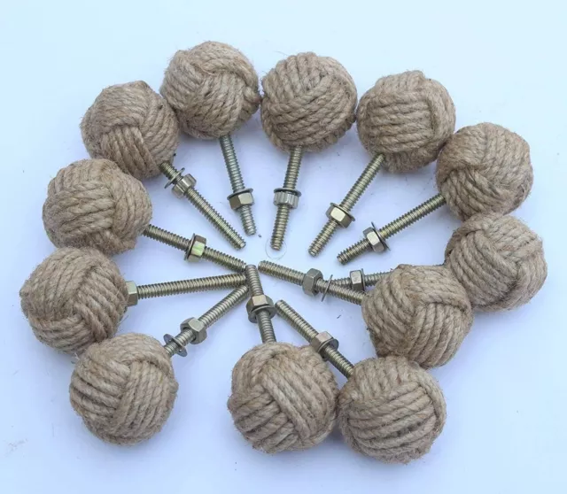 Jute Rope Nautical Drawer pulls 12 Knotty Door knobs