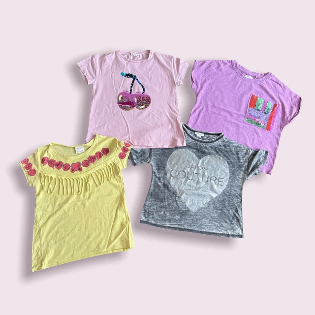 T-shirt bambina NEXT Zara River Island H M età 6 anni x 4 - PACCHETTO rosa grigio