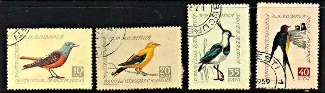 Used set of 4 stamps " Songbirds " Romania 1959